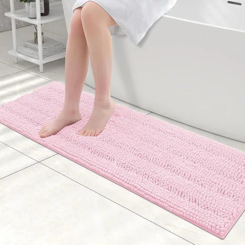 Vista 46 de Grandaily Alfombras de baño de felpilla a rayas de 24 x 16 pulgadas, extra gruesas y suaves, absorbentes, parte trasera de goma, alfombra de ducha