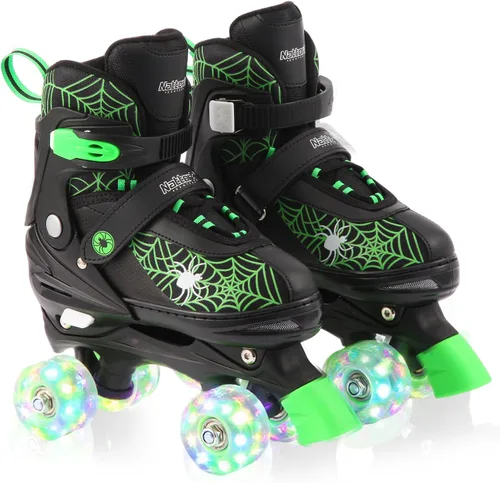 Vista 11 de Patines de ruedas Nattork para niños y niñas, patines cuádruples ajustables en 4 tallas para niños con ruedas iluminadas, genial regalo