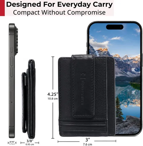 Vista 4 de Alpine Swiss Harper - Billetera delgada con clip para dinero, bolsillo frontal, RFID, de cuero, minimalista, para hombre, con soporte para tarjeta