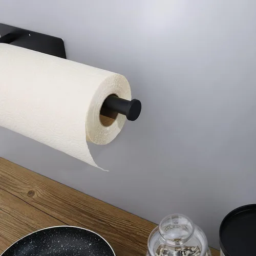 Vista 8 de Toalleros de papel para cocina, soporte para toallas de papel debajo del gabinete, soporte enrollable para toalla de baño, soporte para toallas
