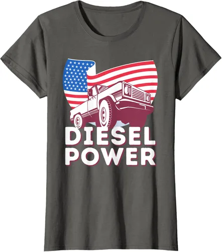 Vista 6 de Diesel Power American Flag - Camiseta de camioneta de mecánico diésel, Negro, S