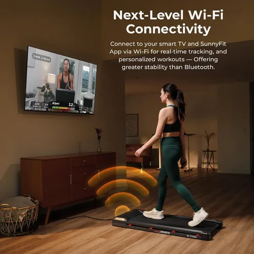 Vista 2 de Sunny Health & Fitness Cintas de correr inteligentes con Wi-Fi