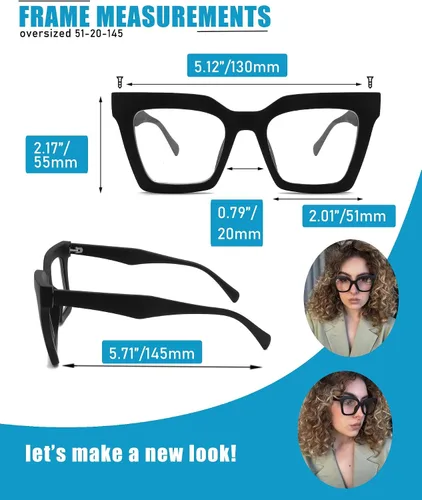 Vista 3 de Gafas de lectura de moda con bloqueo de luz azul Lentes resistentes a los impactos TR90 marco lectores de gran