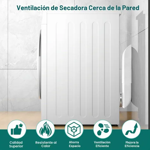 Vista 5 de Periscope - Ventilación telescópica para secadora de 9.5 a 14.5 pulgadas, de acero inoxidable, ajustable, kit de conector de perfil bajo para Blanco