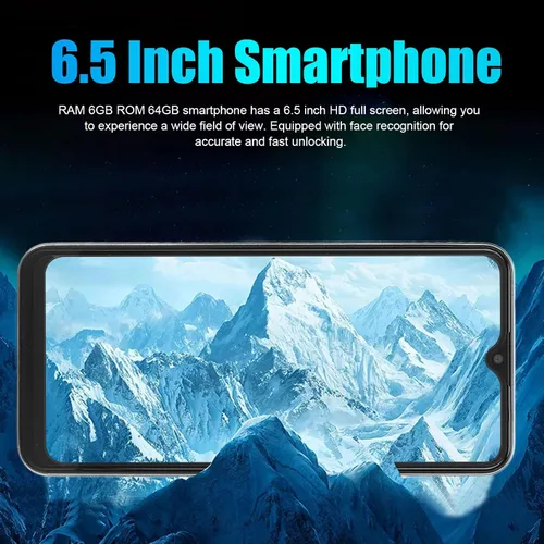Vista 2 de EBTOOLS Teléfono celular desbloqueado, teléfono inteligente de 6.5 pulgadas para Android 10, 6GB 64GB ROM, pantalla HD teléfono 3G, reconocimiento