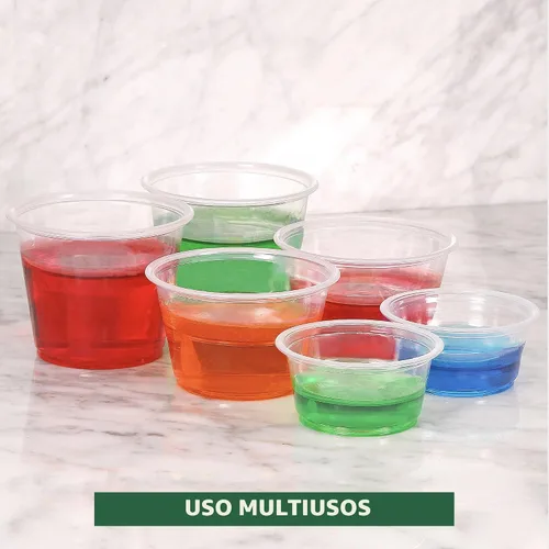Vista 5 de Freshware Vasos de Plástico para Porciones con Tapas [4 Onzas, 100 Juegos] – Souffle, Muestreo, Salsa, Aperitivo, Aderezo, Vasos para Shots