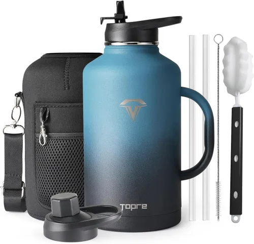 Vista 37 de Topre Botella de agua aislada de 32 onzas, botella de agua al vacío de acero inoxidable, sin BPA y a prueba de fugas - con asa de paracord, correa