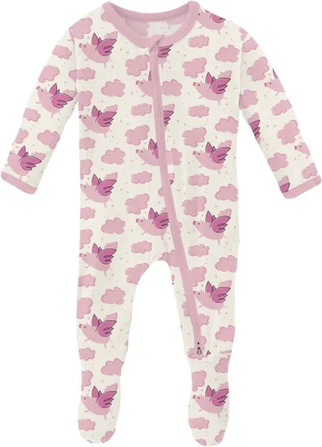 Vista 93 de KicKee Baby & Toddler - Pijama de viscosa ultrasuave de bambú con patas abatibles y puños