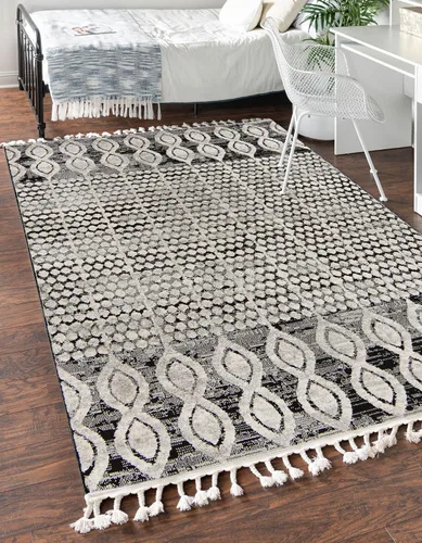 Vista 15 de Unique Loom Cherokee Collection Alfombra de área - Asheville (rectangular 2' 0" x 3' 0", negro/marfil)