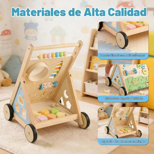 Vista 5 de Caminante de madera para bebés con ruedas Baby Push Walker Montessori