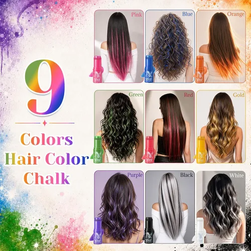 Vista 3 de Peine de color rojo temporal para el cabello, tiza lavable para niños