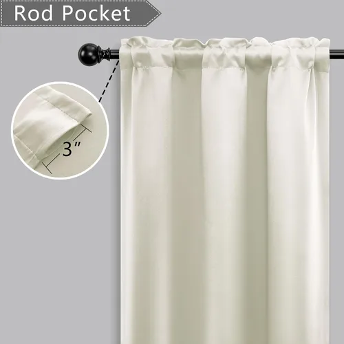 Vista 4 de Mrs.Naturall - Cortinas opacas cortas beige para ventanas pequeñas de 18x24 pulgadas de largo