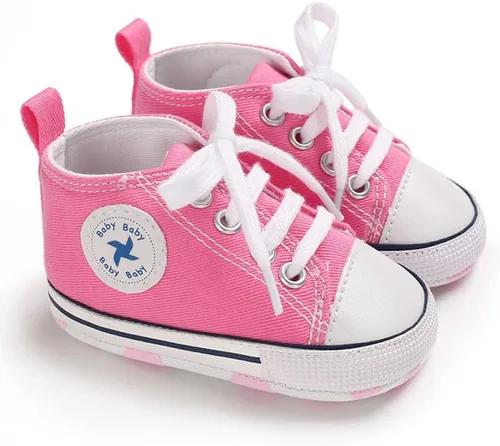 Vista 3 de Zapatos unisex para bebés, niñas y niños, suela suave, lona para recién nacidos, primeros pasos, zapatillas altas antideslizantes