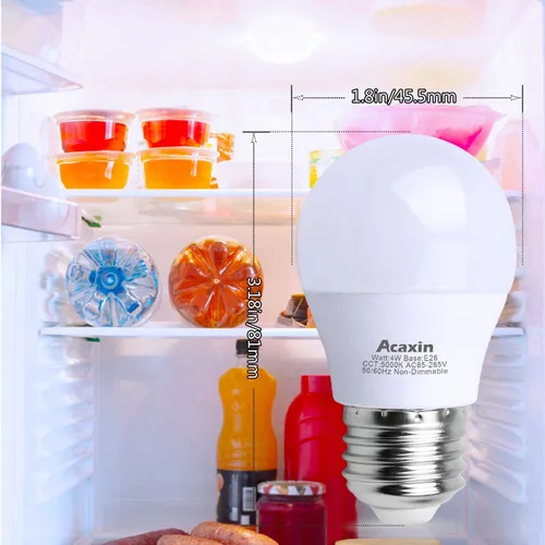 Vista 4 de Bombilla LED para refrigerador de 4 W, equivalente a 40 vatios, impermeable, para congelador y refrigerador, IP54, 120 V, E26, luz diurna blanca