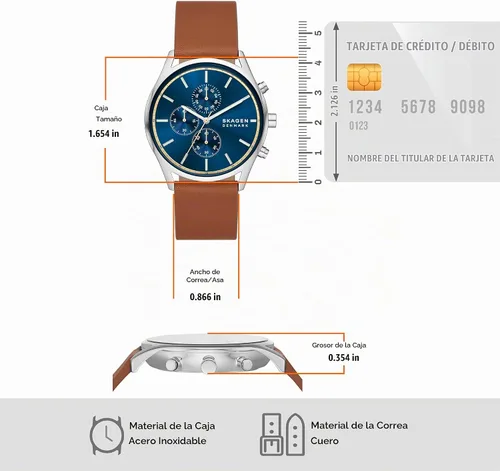 Vista 5 de Skagen Holst - Reloj para hombre con malla de acero inoxidable o correa de cuero