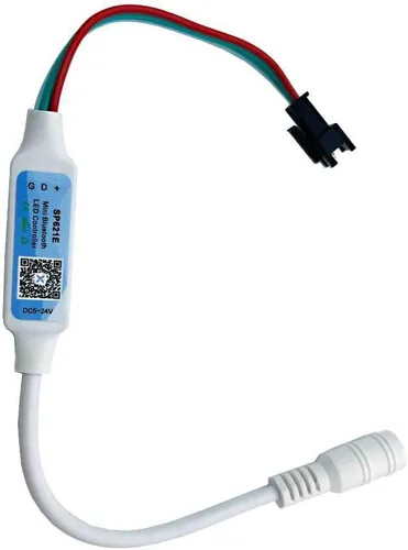 Vista 2 de DC5-24V SP621E Mini controlador LED Bluetooth Control APP para WS2811 WS2812B SK6812 Pixeles Dream Color LED Strip (con conector de CC)
