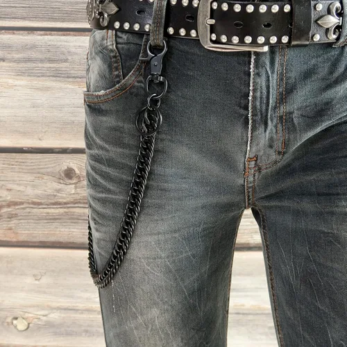 Vista 5 de newtro Cadena de cartera resistente para hombres, mujeres, niños y niñas, pantalones de motociclista, pantalones de motociclista, llavero gótico