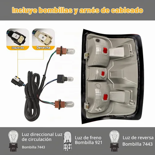 Vista 3 de Conjunto de luz trasera compatible con Chevy Silverado 1500 2500HD 3500HD 3500HD 2014-2019 con arnés de cableado, luces traseras de camioneta