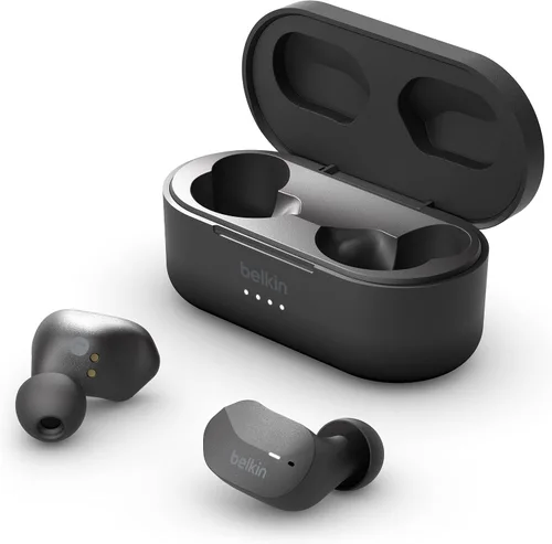 Vista 10 de Belkin SoundForm - Auriculares inalámbricos verdaderos, auriculares Bluetooth con micrófono, controles táctiles, IPX5 resistentes al sudor y a