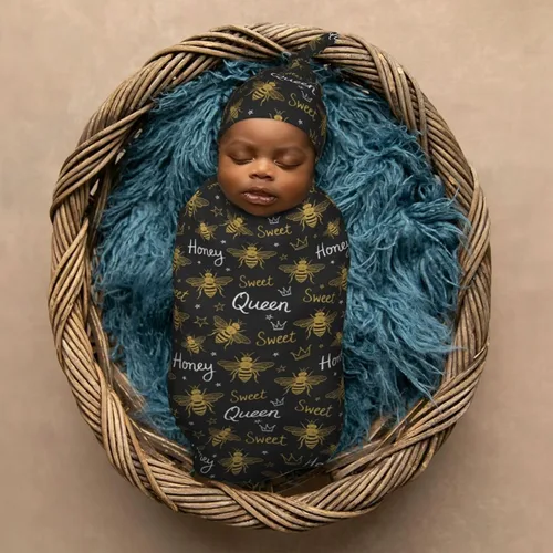 Vista 6 de Manta de bebé para recién nacido con gorro, saco de dormir suave para bebé, elástico y ajustable, mantas para recibir