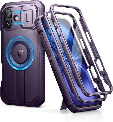 Vista 107 de Dexnor - Funda para iPhone 12 & iPhone 12 Pro con tapa deslizante para cámara, soporte ajustable y protector de pantalla integrado, carcasa