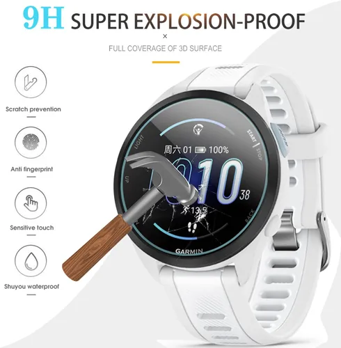 Vista 5 de Suoman 3+2 Pack para Garmin Forerunner 165 Protector de Pantalla, Puerto de Carga + [Antiarañazos] Película Protectora de Pantalla de Vidrio