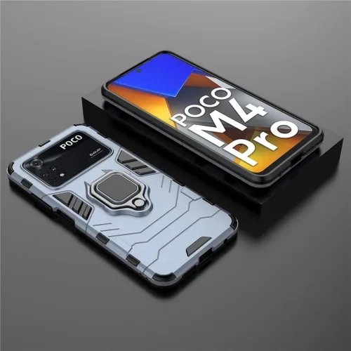 Vista 5 de MaiJin Compatible con funda Xiaomi Mi Poco M4 Pro 4G, soporte de anillo de metal a prueba de golpes (funciona con soporte magnético para automóvil)