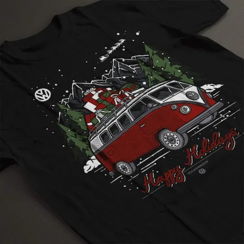 Vista 4 de Volkswagen Happy Holidays Christmas Camper - Camiseta para hombre