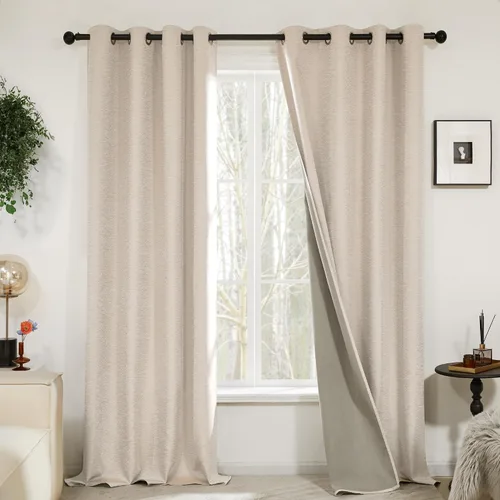 Vista 11 de Deconovo Cortinas 100% opacas, cortinas de sala de estar, cortinas opacas para dormitorio, 2 paneles, caramelo jacquard, 52 x 63 pulgadas