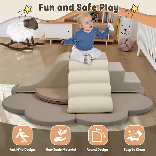 Vista 5 de Merax - Juguetes de escalada de interior para niños pequeños, 6 piezas de bloques de escalada de espuma suave Set de juego suave Climb & Slide