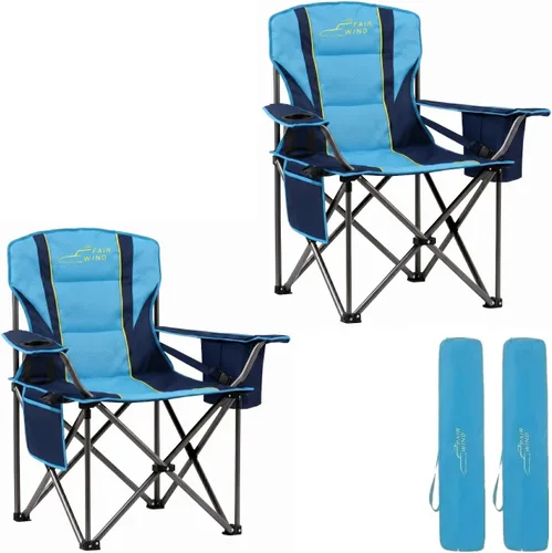Vista 14 de FAIR WIND Juego de 2 sillas de camping totalmente acolchadas de gran tamaño, juego de sillas de césped resistentes con soporte lumbar ajustable