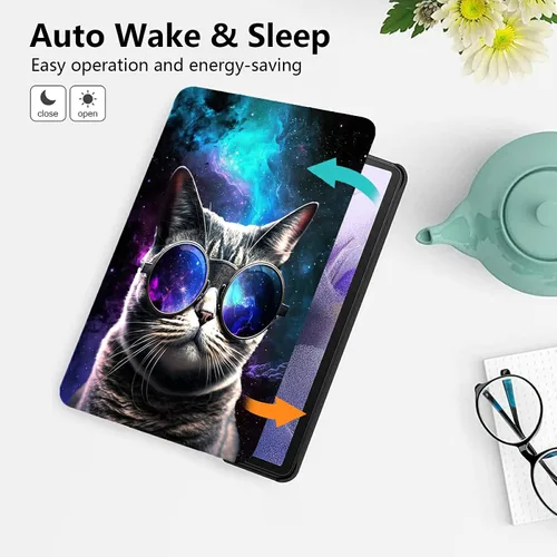 Vista 52 de Funda para tablet Fire 7 (12ª generación, versión 2022), delgada, a prueba de golpes, delgada, de piel sintética, con función de apagado/encendido