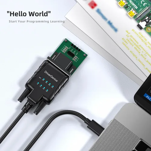 Vista 5 de DriverGenius Convertidor de adaptador industrial USB tipo C a serie RS232 DB9 con 9 x LEDs - Win11/10, MacOS