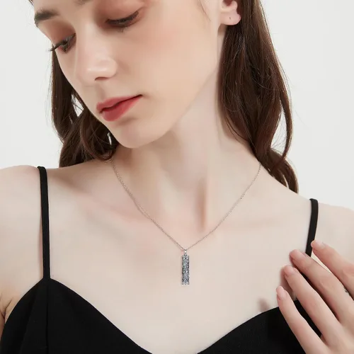 Vista 162 de Collar con colgante de urna de cenizas de cremación y árbol de la vida para mujer, plata de ley US1