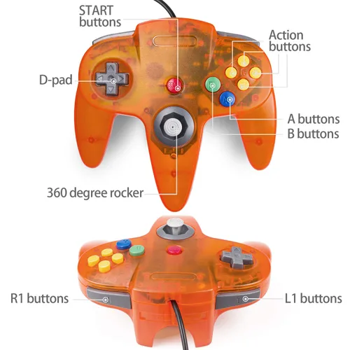 Vista 4 de miadore Classic N64 Controller Joystick Remote for N64 Video Game System N64 Console-Clear Orange