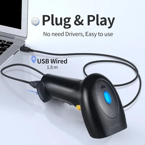 Vista 8 de El escáner del código de barras del USB del PDA ató con alambre el lector de código de barras 1D para el supermercado, tienda de conveniencia