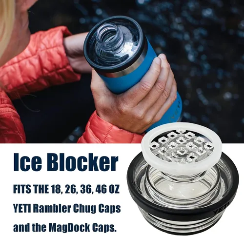 Vista 4 de TEYOUYI 2 bloqueadores de colador de hielo para YETI Rambler Bottle Chug Cap - Evita la penetración en cubos o hielo triturado durante una