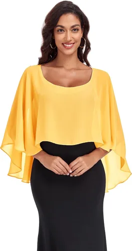 Vista 19 de Sheer Shawls and Wraps for Evening Dresses Chiffon Capes for Women Negro