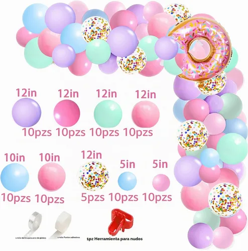 Vista 4 de Decoraciones de primer cumpleaños para niña, decoración de primer cumpleaños con telón de fondo, cajas de globos, mantel, decoración de pastel