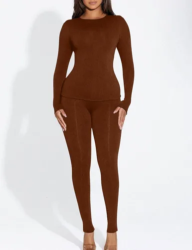 Vista 3 de Kaximil Ropa interior térmica para mujer con forro polar y capa base larga