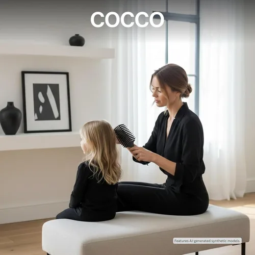 Vista 6 de COCCO Aura Vent - Cepillo de jabalí Diseño ventilado de doble curva para un secado más rápido, desenredar y brillar sin esfuerzo, jabalí + cerdas