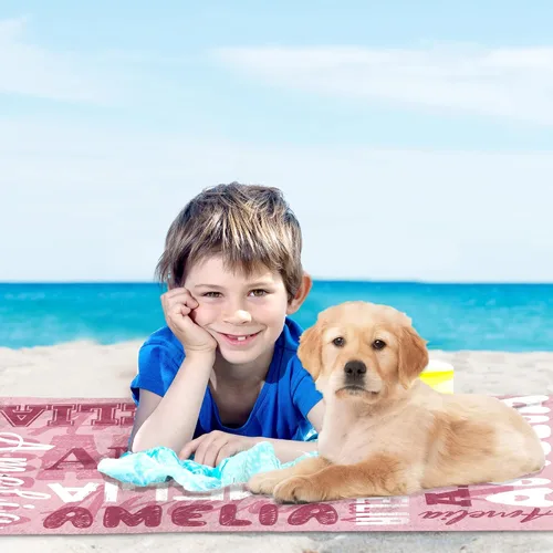 Vista 2 de KSUPER Toallas de playa personalizadas con nombres, toalla de playa personalizada para niños, niñas y niños pequeños, toallas de playa