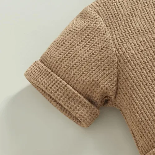 Vista 6 de Mubineo Mameluco de manga corta con botones lisos, básicos, para el verano, otoño