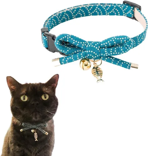 Vista 6 de Necoichi Zen Fish Charm Collar de gato (verde)