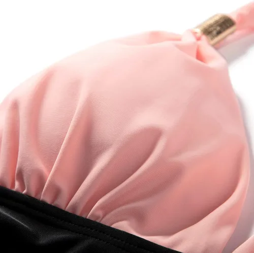 Vista 63 de RXRXCOCO - Traje de baño fruncido de una pieza, con cuello en V, para mujer, con control de abdomen y cuello halter