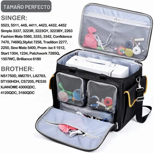 Vista 3 de CAB55 Estuche para máquina de coser - Bolsa de transporte con relleno extraíble, bolsa para máquina y accesorios