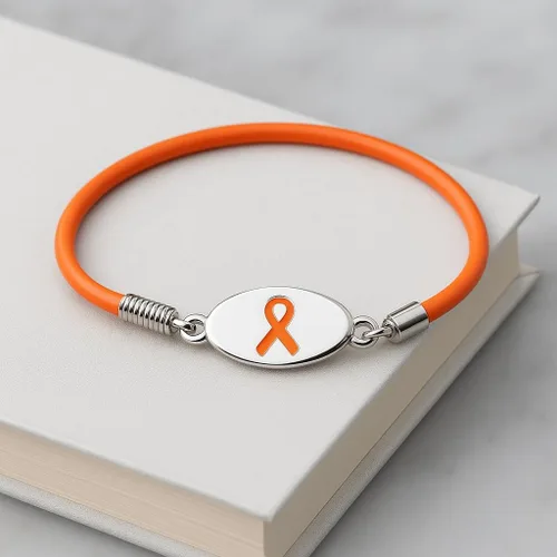 Vista 3 de Fundraising For A Cause Pulseras elásticas de cinta naranja - Pulseras de concienciación de cinta naranja para concientización sobre la leucemia