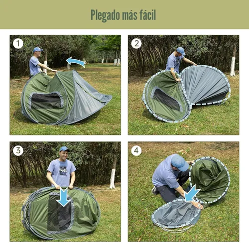 Vista 2 de Night Cat Pop-up Camping Tent: 2 to 4 Person Tent Waterproof Instant Easy Setup Family Tent
