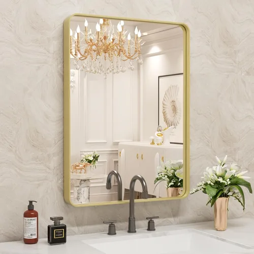 Vista 39 de WEER - Espejo de baño con luces LED, 50x70cm, espejo de tocador montado en la pared, 3 colores regulables, almohadilla antiempañante retroiluminada