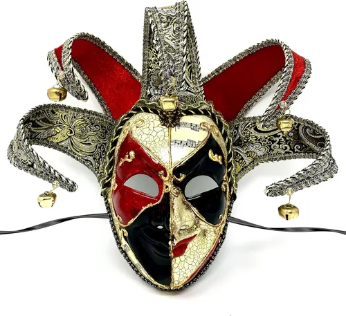 Vista 5 de Máscara veneciana para disfraz de mascarada, máscaras de bufón para baile Holloween Mardi Gras fiesta de cosplay